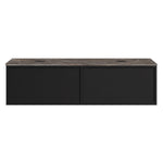Float + MyTop 1200 Wall Cabinet Matt Black With Italian Porcelain Double Bowl Top