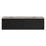 Float + MyTop 1200 Wall Cabinet Matt Black With Italian Porcelain Double Bowl Top