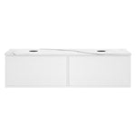 Float + MyTop 1200 Wall Cabinet Matt White with Italian Porcelain Double Bowl Top
