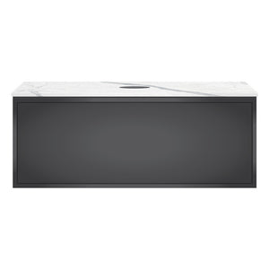 Float + MyTop 800 Wall Cabinet Matt Black with Italian Porcelain Top