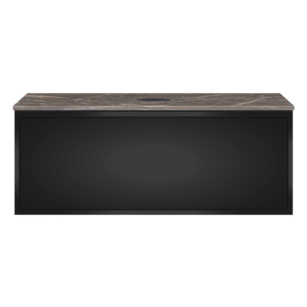 Float + MyTop 800 Wall Cabinet Matt Black with Italian Porcelain Top