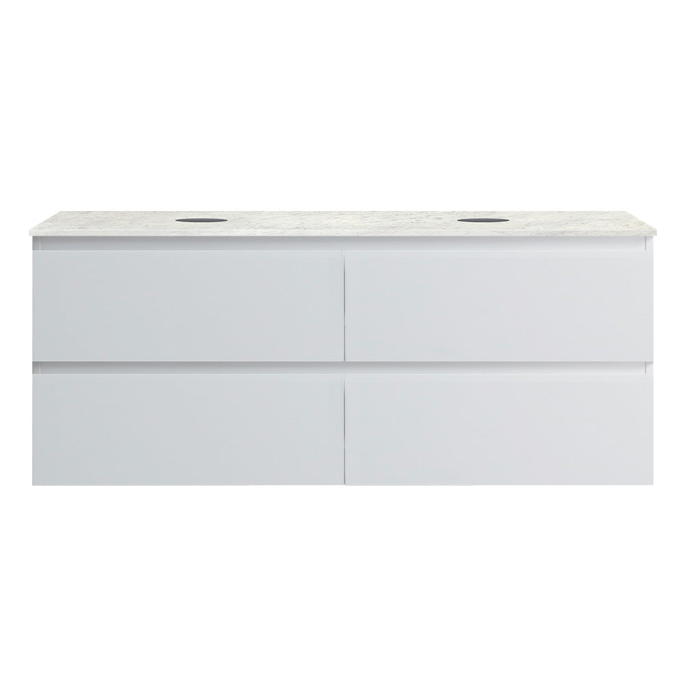 Pure Bianco + MyTop 1200 Wall Cabinet Matt White with Porcelain Top for Double Basins