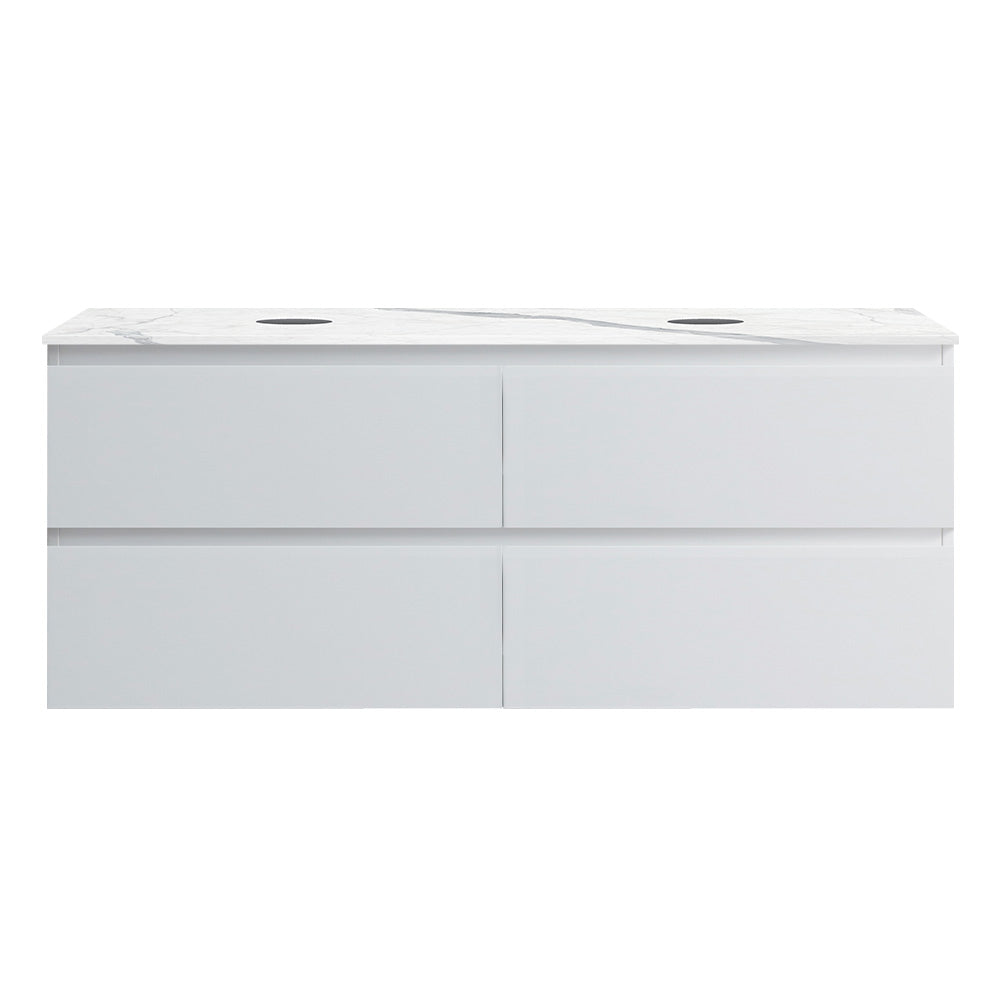 Pure Bianco + MyTop 1200 Wall Cabinet Matt White with Porcelain Top for Double Basins
