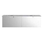 Riga + MyTop 1400 Wall Cabinet Matt White with Italian Porcelain Top for Double Bowl