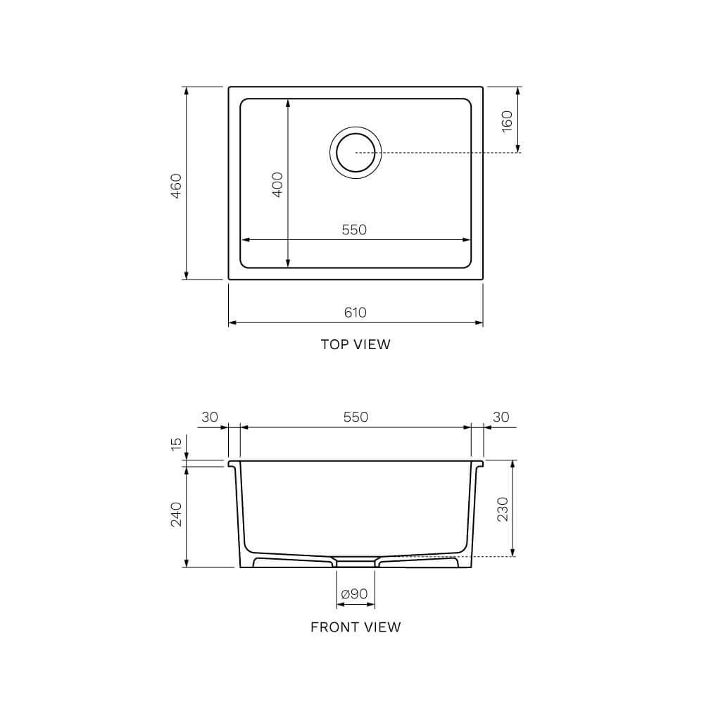 Nuda Single Bowl Sink 610mm - Sink