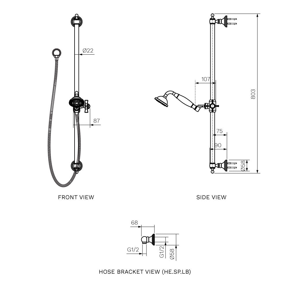 Hermitage Sliding Rail with Hand Shower