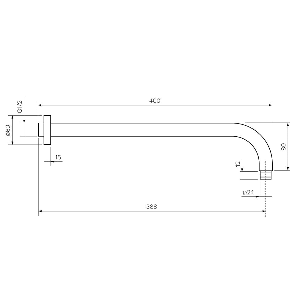 Play Curved Wall Shower Arm 400mm