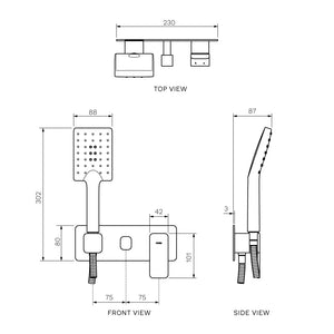 Quad II Wall Mixer with Diverter and ABS Hand Shower