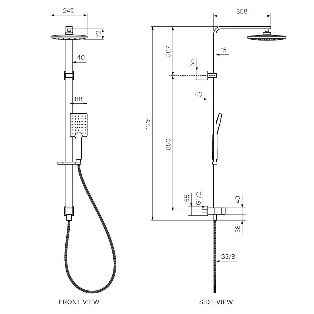 Quad II Shower Column with Sliding Rail