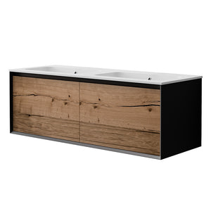 IKS 1400 Wall Cabinet Matt Black with Double Mineralmarmo Top