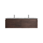 Loom 1400 Wall Cabinet Black Walnut with Marble Top and Double Wash Basin