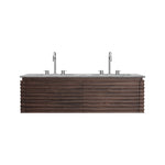Loom 1400 Wall Cabinet Black Walnut with Marble Top and Double Wash Basin