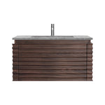 Loom 800 Wall Cabinet Black Walnut with Marble Top and Wash Basin