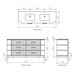 MODA 1800 Cabinet Matt White with Marble Double Lip Edge Countertop and Matt White Handles