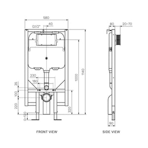 Front Flush Concealed Cistern with Metal Frame - Toilets