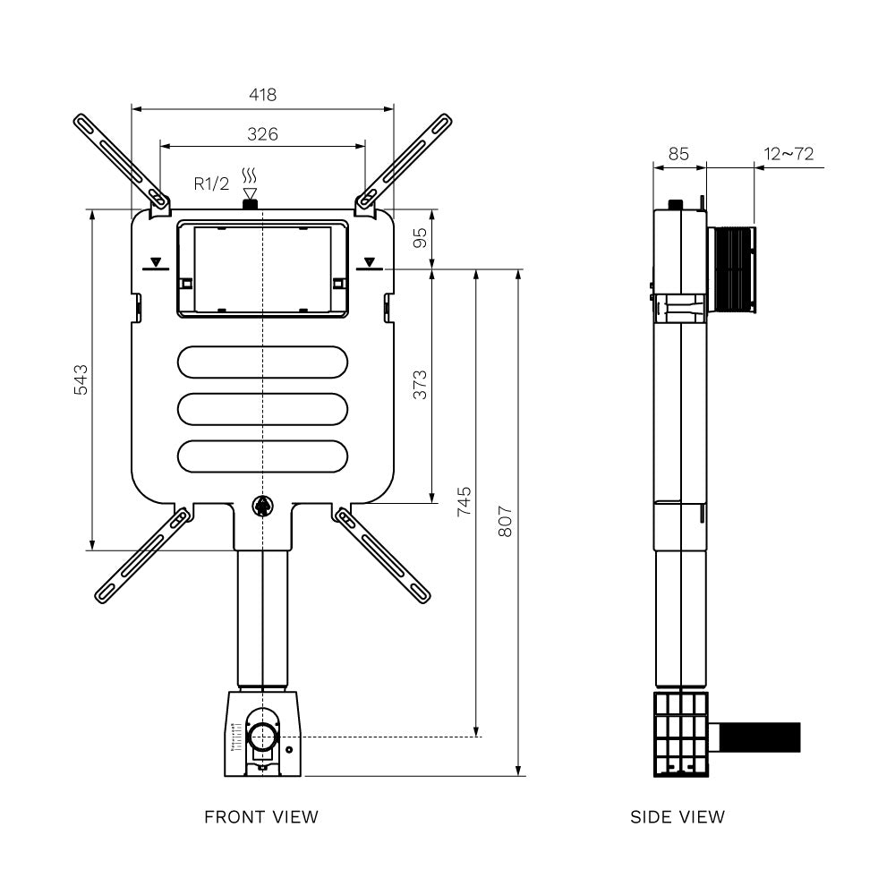 Incasso Front Flush Concealed Cistern With Adjustable Flush Pipe