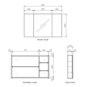 Pure Bianco 1000 Mirror Cabinet - Mirror Storage