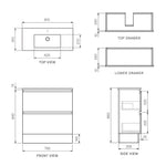 Pure Bianco Slim 800 Floor Cabinet 2 Drawer with Ceramic Top