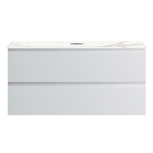 Pure Bianco 1000 Wall Cabinet with Jazz Bianco Marble Top O'gee Edge