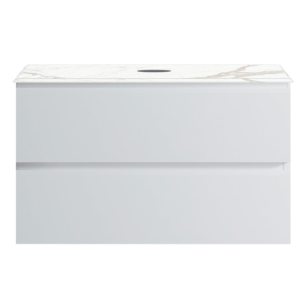 Pure Bianco 800 Wall Cabinet with Jazz Bianco Marble Top O'gee Edge