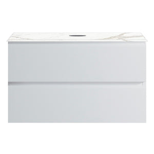 Pure Bianco 800 Wall Cabinet with Jazz Bianco Marble Top O'gee Edge