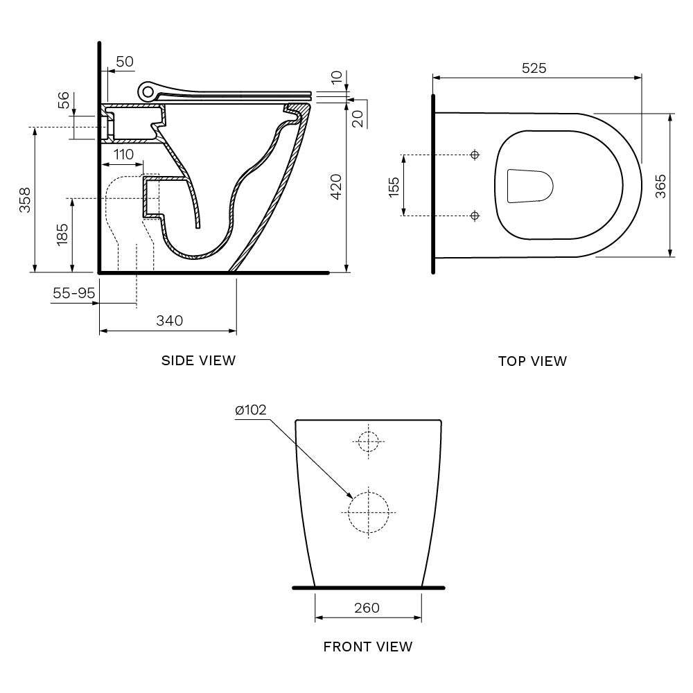 Ellisse II Wall Faced Pan Rimless (including Pressalit Seat)