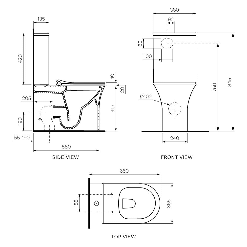 Slim Wall Faced Suite Rimless (including Pressalit Soft Close Seat)