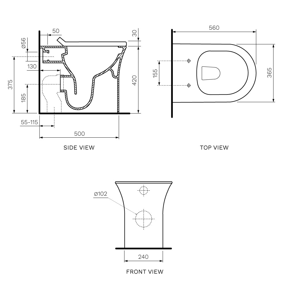 Slim Wall Faced Pan Rimless (including Soft Close Seat) - Toilets