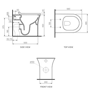 Slim Wall Faced Pan Rimless (including Soft Close Seat) - Toilets