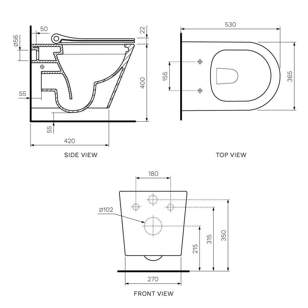 Linfa Wall Hung Pan Rimless (including Pressalit Seat) - Toilets