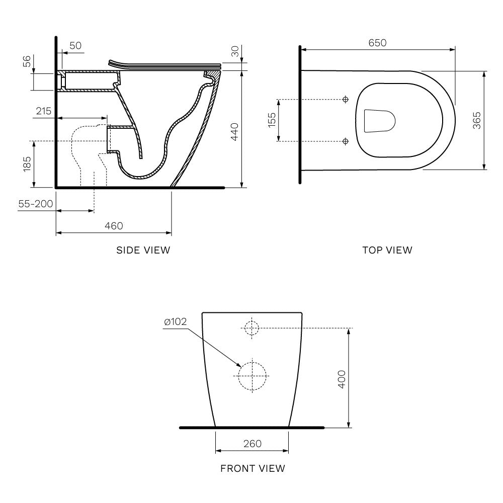 Ellisse II Ambulant Wall Faced Pan Rimless with Soft Close Seat