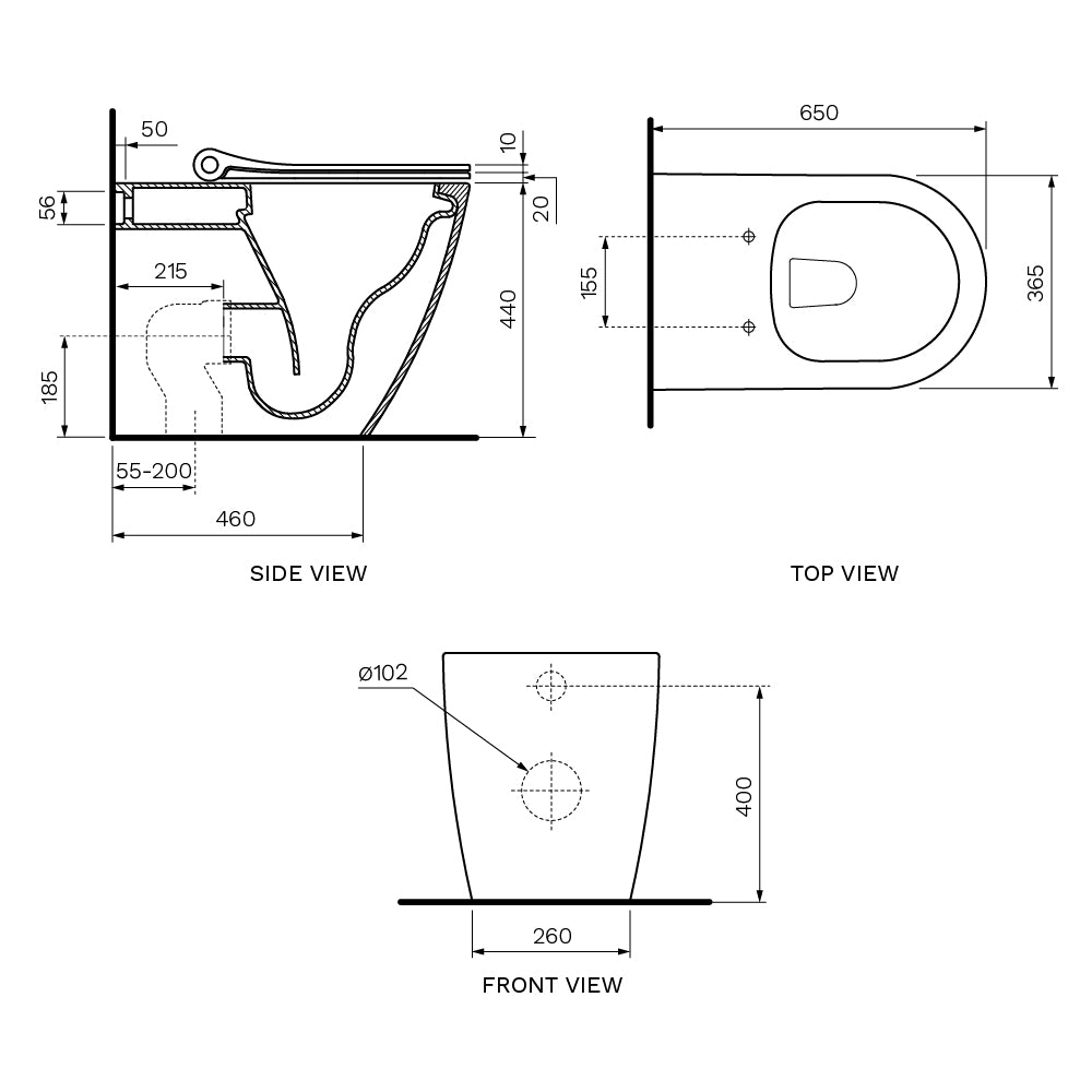 Ellisse II Ambulant Wall Faced Pan Rimless (Including Pressalit Seat)