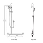 Envy Sliding Grab Rail Ambidextrous with Hand Shower