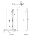Envy Sliding Grab Rail 90° Ambidextrous with Hand Shower