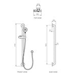 Envy Sliding Grab Rail Straight 900mm with Hand Shower