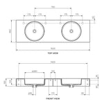 Rotondo 1500 Double Basin Inner Bench Tap Holes with Overflow