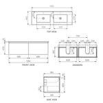 Rocki 1400 Wall Vanity Double Bowl