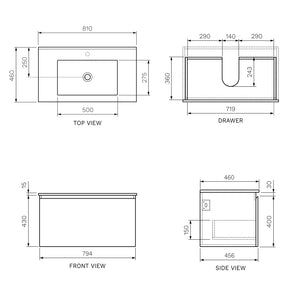 Rocki 800 Wall Vanity - Vanity Cabinets