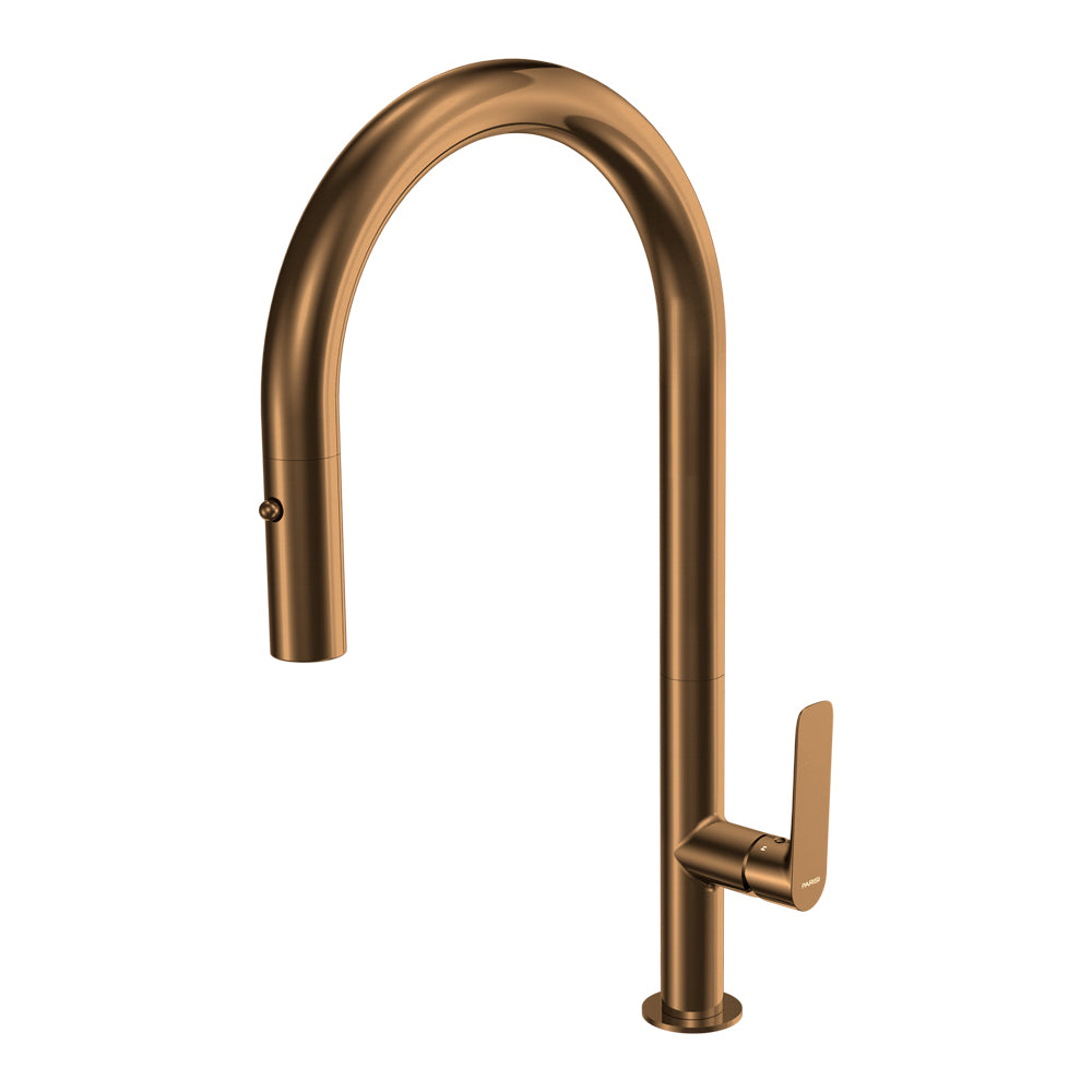 Slim 30 Kitchen Mixer with Round Spout and Pull Out Spray Matt Bronze