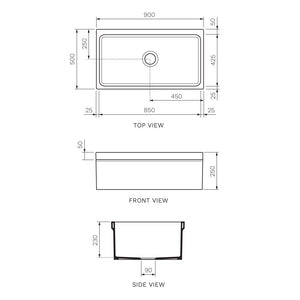 Veneto Single Bowl Sink 900mm - Sink