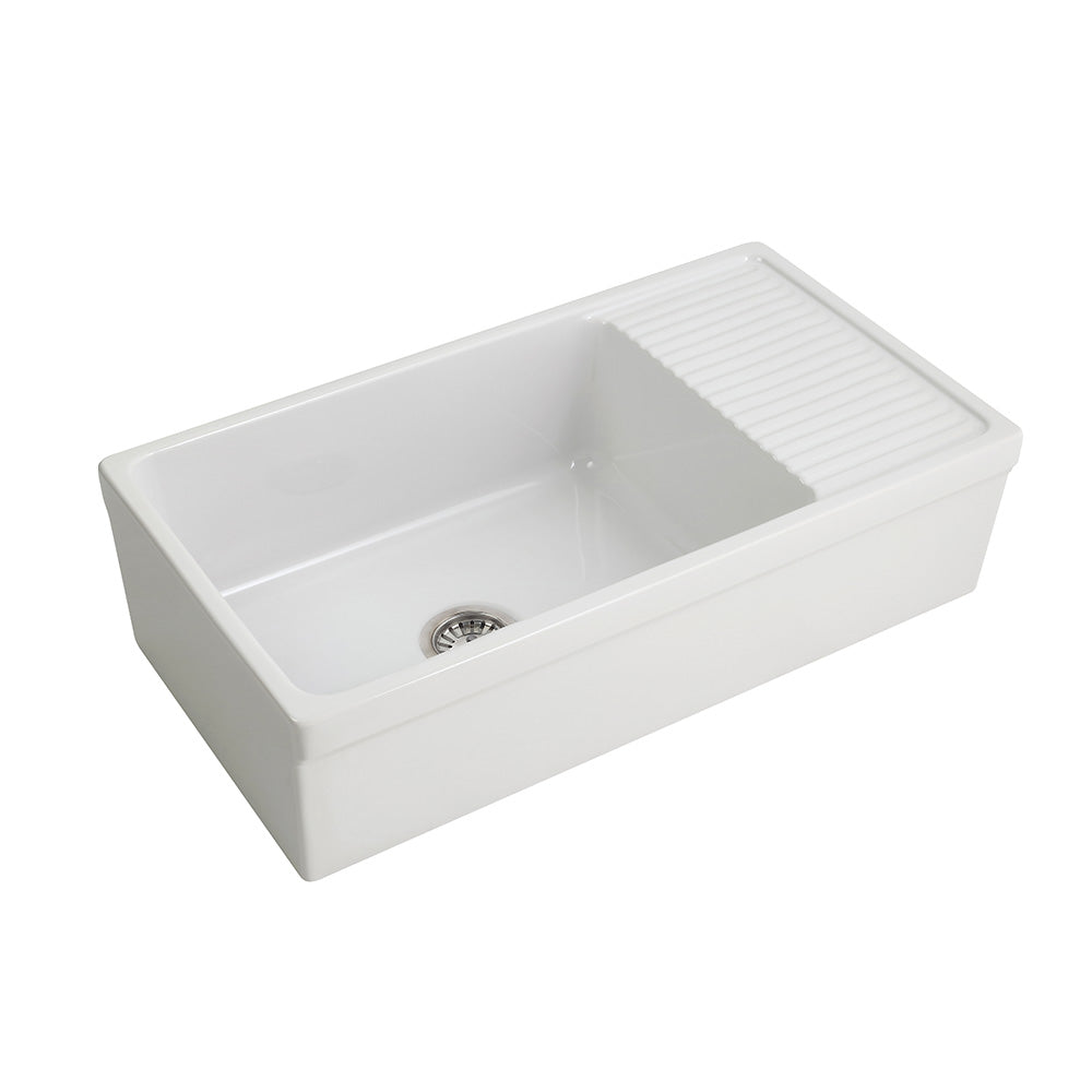 Veneto Single Bowl Sink 900mm with Drain Shelf