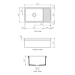 Veneto Single Bowl Sink 900mm with Drain Shelf