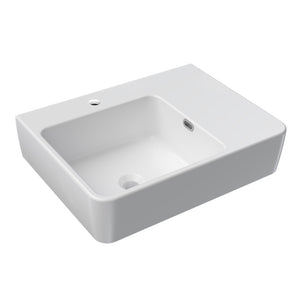 Quasar 600mm Wall Mounted Basin with Right Hand Shelf (Left Bowl) - Basins