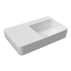 Quasar 750mm Wall Mounted Basin with Left Hand Shelf (Right Bowl) - Basins