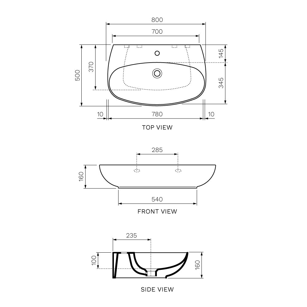 Vignoni Bench Basin 800mm