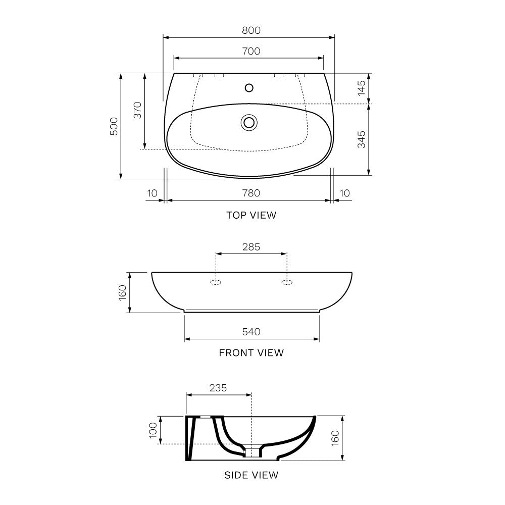 Vignoni Wall Basin 800mm - PARISI Basins