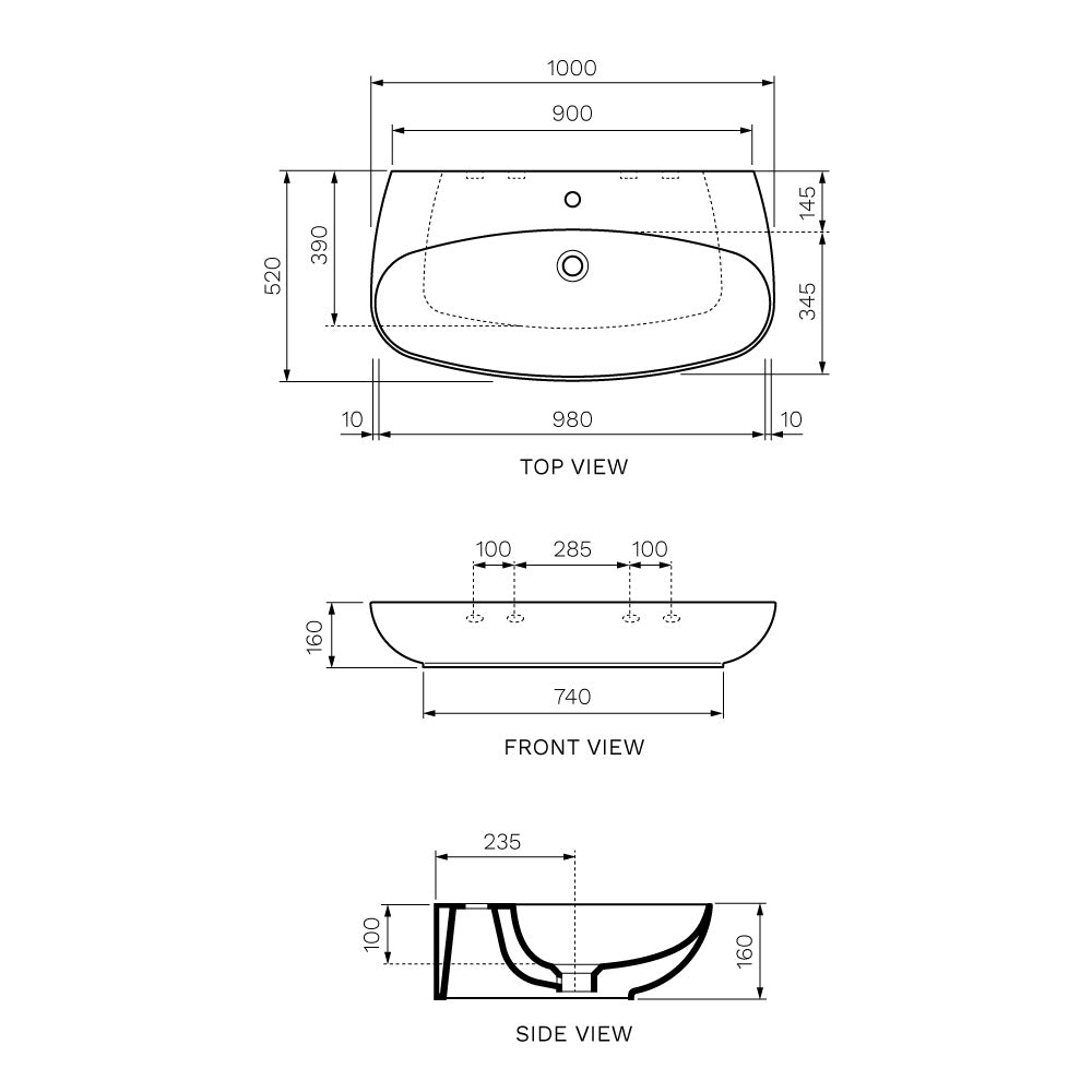 Vignoni Bench Basin 1000mm