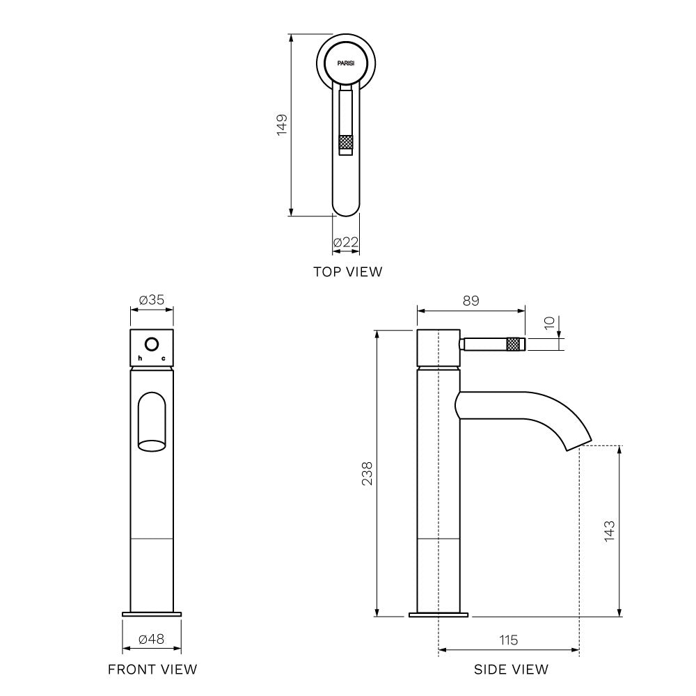 Tondo II Mid Level Basin Mixer with Curved Spout