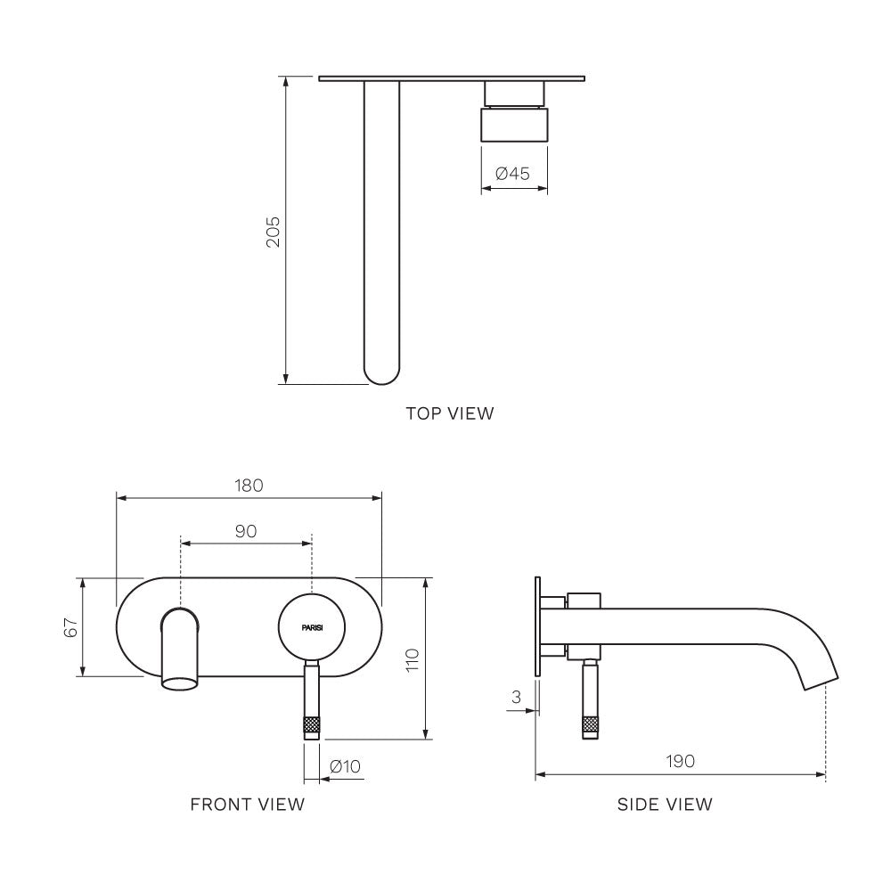 Tondo II Wall Mixer with 190mm Spout on Elliptical Plate