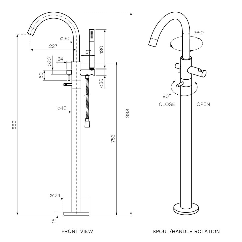 Tondo II Bath Filler with Hand Shower - Bathroom Tapware